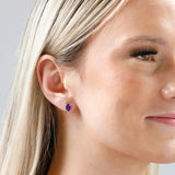 Emerald-Cut Solitaire Gemstone Studs in 14k Gold