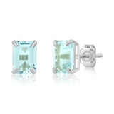 Emerald-Cut Solitaire Gemstone Studs in 14k Gold