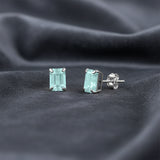 Emerald-Cut Solitaire Gemstone Studs in 14k Gold