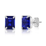 Emerald-Cut Solitaire Gemstone Studs in 14k Gold