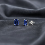 Emerald-Cut Solitaire Gemstone Studs in 14k Gold