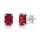 Emerald-Cut Solitaire Gemstone Studs in 14k Gold