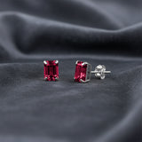 Emerald-Cut Solitaire Gemstone Studs in 14k Gold