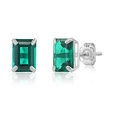 Emerald-Cut Solitaire Gemstone Studs in 14k Gold