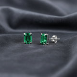 Emerald-Cut Solitaire Gemstone Studs in 14k Gold