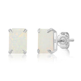 Emerald-Cut Solitaire Gemstone Studs in 14k Gold