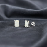 Emerald-Cut Solitaire Gemstone Studs in 14k Gold