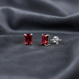 Emerald-Cut Solitaire Gemstone Studs in 14k Gold