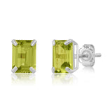 Emerald-Cut Solitaire Gemstone Studs in 14k Gold
