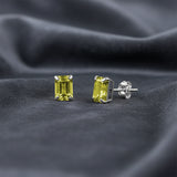 Emerald-Cut Solitaire Gemstone Studs in 14k Gold