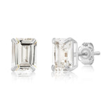 Emerald-Cut Solitaire Gemstone Studs in 14k Gold