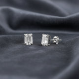 Emerald-Cut Solitaire Gemstone Studs in 14k Gold