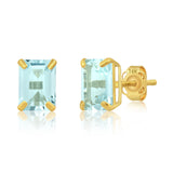 Emerald-Cut Solitaire Gemstone Studs in 14k Gold