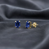 Emerald-Cut Solitaire Gemstone Studs in 14k Gold