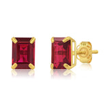 Emerald-Cut Solitaire Gemstone Studs in 14k Gold