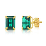 Emerald-Cut Solitaire Gemstone Studs in 14k Gold