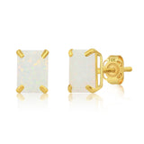 Emerald-Cut Solitaire Gemstone Studs in 14k Gold