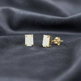 Emerald-Cut Solitaire Gemstone Studs in 14k Gold