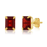 Emerald-Cut Solitaire Gemstone Studs in 14k Gold