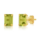 Emerald-Cut Solitaire Gemstone Studs in 14k Gold