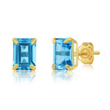 Emerald-Cut Solitaire Gemstone Studs in 14k Gold
