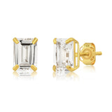Emerald-Cut Solitaire Gemstone Studs in 14k Gold