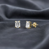 Emerald-Cut Solitaire Gemstone Studs in 14k Gold