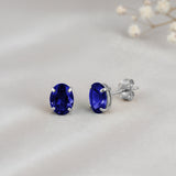 Oval Solitaire Gemstone Studs in 14k Gold
