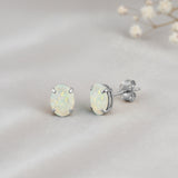 Oval Solitaire Gemstone Studs in 14k Gold