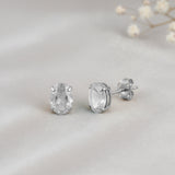 Oval Solitaire Gemstone Studs in 14k Gold