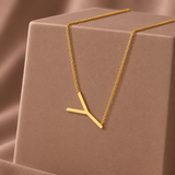 10K Gold Initial Letter Pendant Necklace