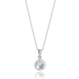 18 Inch Halo Crystal Necklace in 925 Silver