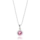 18 Inch Halo Crystal Necklace in 925 Silver