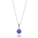 18 Inch Halo Crystal Necklace in 925 Silver