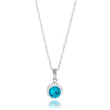 18 Inch Halo Crystal Necklace in 925 Silver