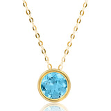 Solitaire Bezel Set Gemstone Pendant in 14k Gold