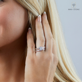 3 Carat Simulated Diamond Ring and Wedding Band Set in 14k Gold