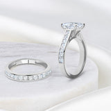 3 Carat Simulated Diamond Ring and Wedding Band Set in 14k Gold