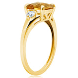 Cushion Cut Three Stone Ring in 10K Gold