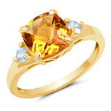 Cushion Cut Three Stone Ring in 10K Gold