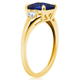 Cushion Cut Three Stone Ring in 10K Gold