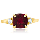 Cushion Cut Three Stone Ring in 10K Gold