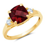 Cushion Cut Three Stone Ring in 10K Gold