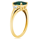 Cushion Cut Three Stone Ring in 10K Gold