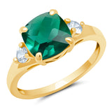 Cushion Cut Three Stone Ring in 10K Gold