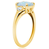 Cushion Cut Three Stone Ring in 10K Gold