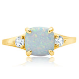 Cushion Cut Three Stone Ring in 10K Gold