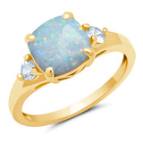 Cushion Cut Three Stone Ring in 10K Gold