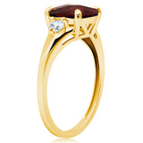 Cushion Cut Three Stone Ring in 10K Gold