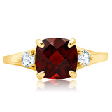 Cushion Cut Three Stone Ring in 10K Gold